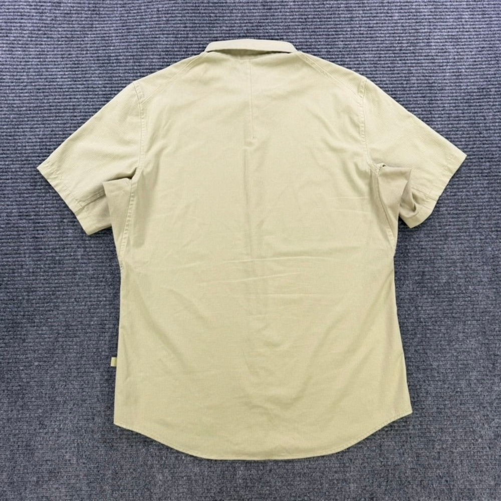 Lululemon Men Large Short Sleeve Button Up Tech Shirt Green Grid Ripstop READ - Picture 3 of 11